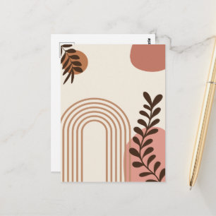 Rainbow Palm Leaf Sun, Boho Abstract Geometric Art Postcard