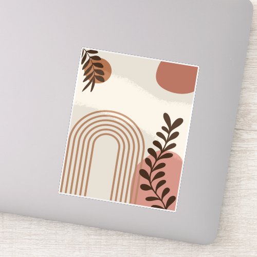 Rainbow Palm Leaf Sun, Boho Abstract Geometric Art Sticker