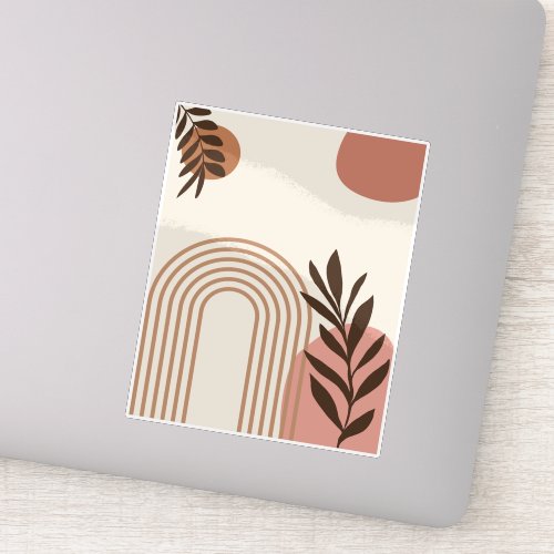 Rainbow Palm Leaf Sun, Boho Abstract Geometric Art Sticker