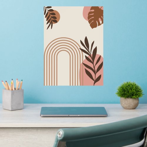 Rainbow Palm Leaf Sun, Boho Abstract Geometric Art Wall Decal
