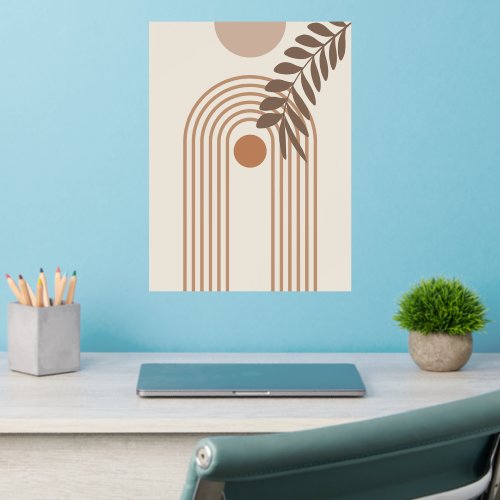 Rainbow Palm Leaf Sun, Boho Abstract Geometric Art Wall Decal