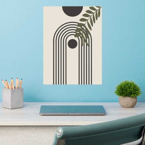 Rainbow Palm Leaf Sun, Boho Abstract Geometric Art Wall Decal