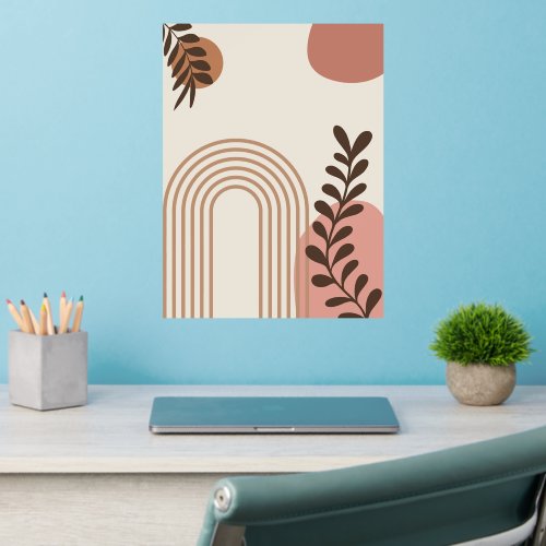 Rainbow Palm Leaf Sun, Boho Abstract Geometric Art Wall Decal
