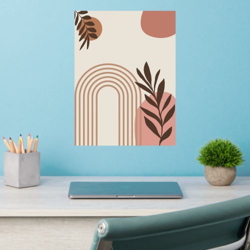 Rainbow Palm Leaf Sun, Boho Abstract Geometric Art Wall Decal