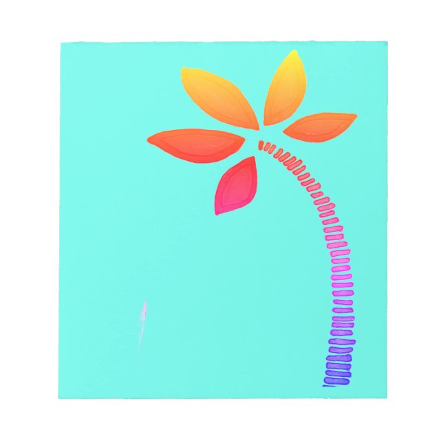 Rainbow palm tree drawing with blue background notepad (Front)