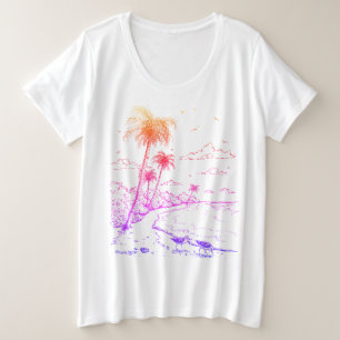 Rainbow Palm Trees and Sandpiper Beach Life T-Shir Plus Size T-Shirt
