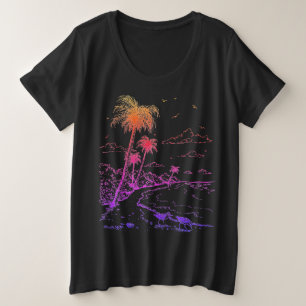 Rainbow Palm Trees and Sandpiper Beach Life T-Shir Plus Size T-Shirt