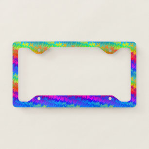 Rainbow palm trees license plate frame