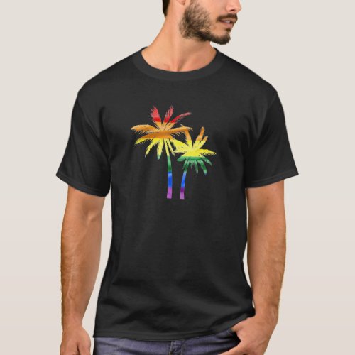 Rainbow Palm Trees T Shirt Gay Pride Flag Summer T