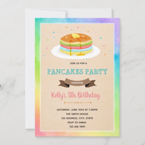 Rainbow pancake invitation