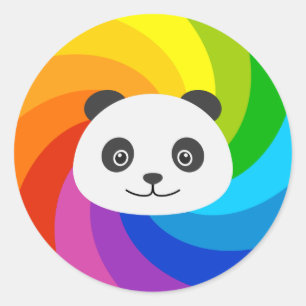 Rainbow Panda Classic Round Sticker