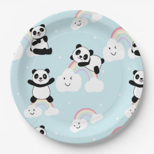 Rainbow Panda Paper Plates