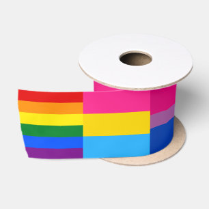 Rainbow, Pansexual, Transexual & Bisexual Flags Satin Ribbon