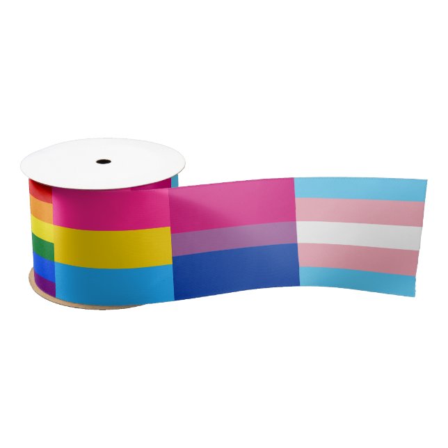 Rainbow, Pansexual, Transexual & Bisexual Flags Satin Ribbon (Spool)
