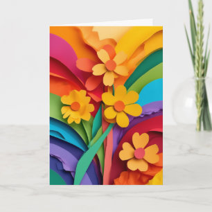 Rainbow Paper Cutout Bouquet Card