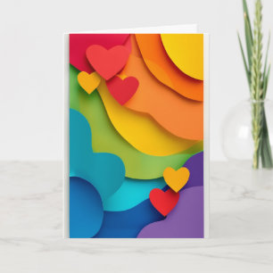 Rainbow Paper Cutout Hearts Card