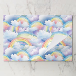 Rainbow Paper Placemats, Watercolor Pastel Mats
