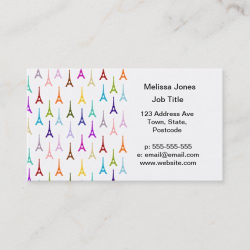 Rainbow Paris Eiffel Tower pattern Business Card Template