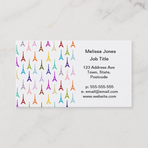 Customizable Rainbow Paris Eiffel Tower pattern Business Card Template