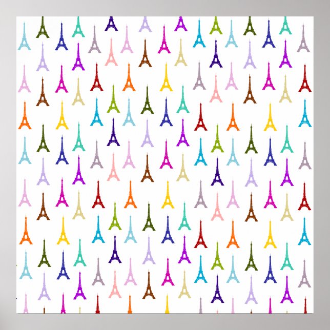 Rainbow Paris Eiffel Tower pattern Poster (Front)