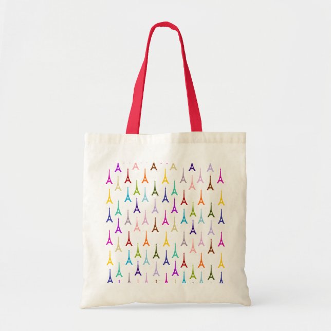 Rainbow Paris Eiffel Tower pattern Tote Bag (Front)