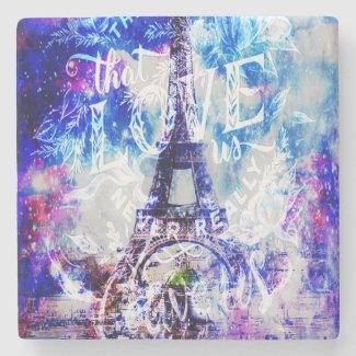 Rainbow Parisian Dreams of the Ones that Love Us Stone Coaster