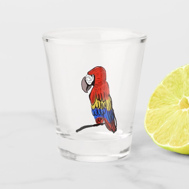 Rainbow Parrot Macaw Shot Glass (Front)