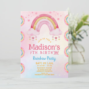 Rainbow Party Birthday Invitation
