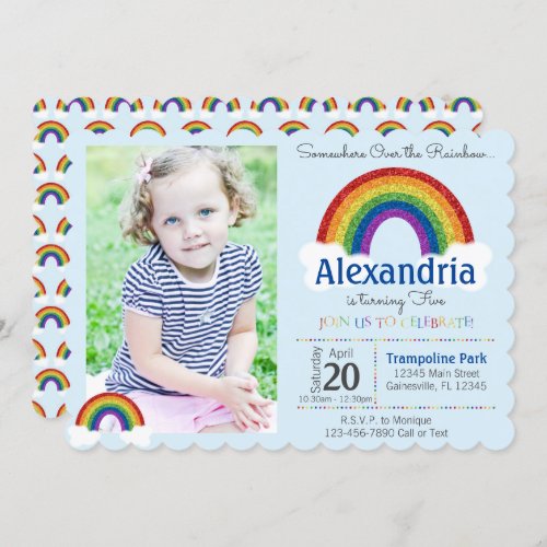 Rainbow Party Invitation with Photo Rainbow Invite