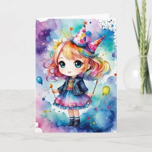 Rainbow Party Magic _ Customizable Birthday Card