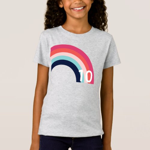 Rainbow Party Personalized Age Pink Blue Gray T_Shirt