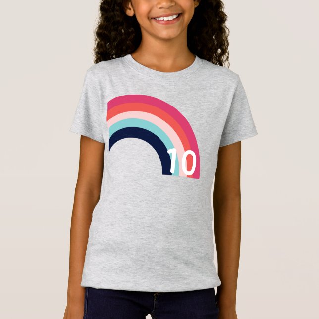Rainbow Party Personalized Age Pink Blue Gray T-Shirt (Front)