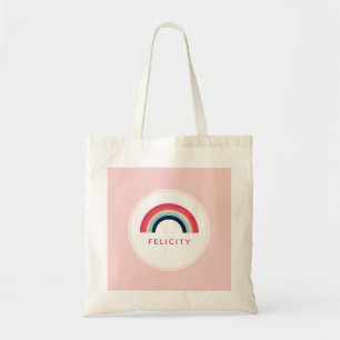 Rainbow Party Personalized Name Age Pink Blue Tote Bag