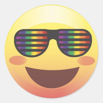 Rainbow Party Shades Emoji Face Sticker by EmojiSass at Zazzle