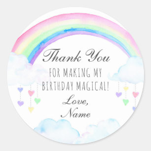 Rainbow Party Sticker, Rainbow Thank You Stickers