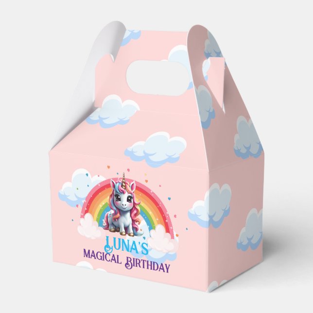Rainbow Party Unicorn Favor Boxes (Front Side)
