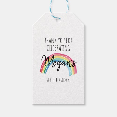 RAINBOW PARTYWATERCOLOR RAINBOW BIRTHDAY FAVOR GIFT TAGS