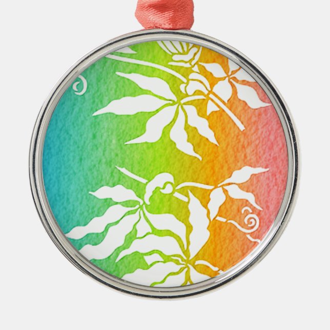 Rainbow Passion Flower Metal Ornament (Front)