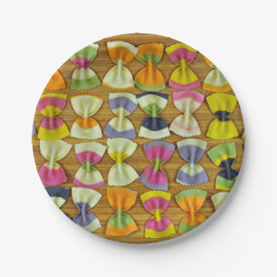 Rainbow pasta pattern paper plates