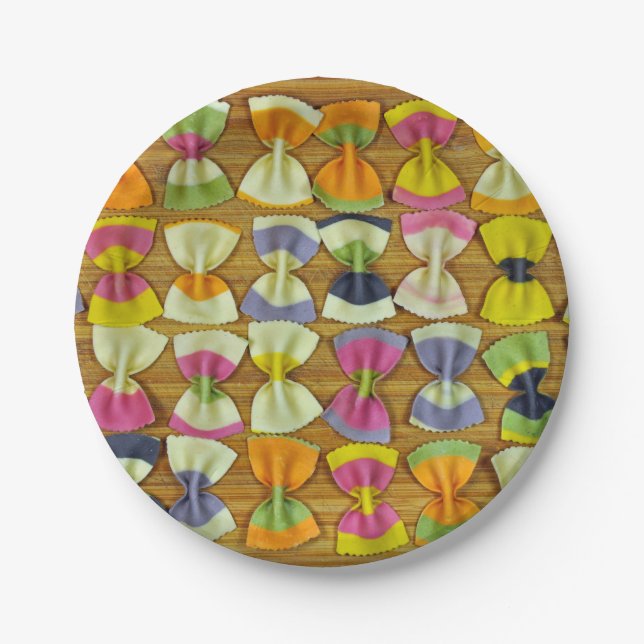 Rainbow pasta pattern paper plates (Front)