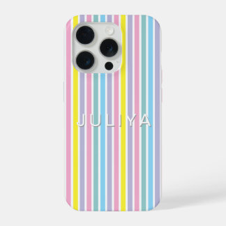 Rainbow Pastal color strip iPhone 15 Pro Case