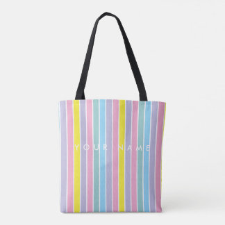 Rainbow Pastal color strip Tote Bag