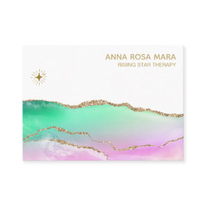 *~* Rainbow Pastel Agate Gold Glitter Veins Star Business Card