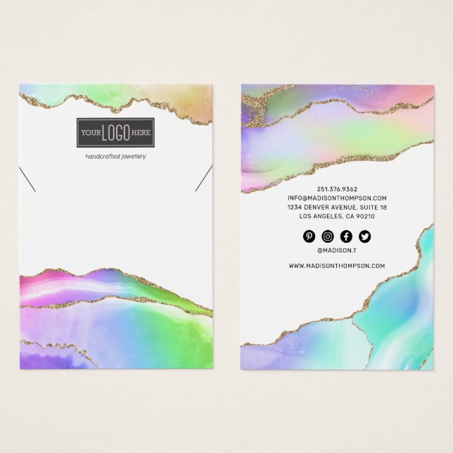 Rainbow Pastel Agate Jewelry Necklace Display (Front & Back)