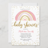 Rainbow pastel baby shower Invitation card girl (Front)