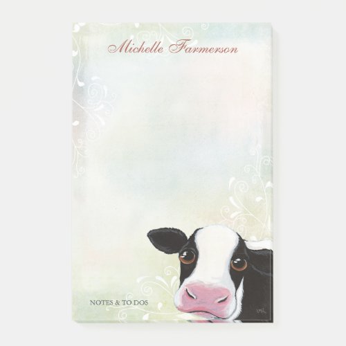 Rainbow Pastel Black  White Cow Personalized Post_it Notes