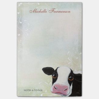 Rainbow Pastel Black & White Cow Personalized Post-it Notes