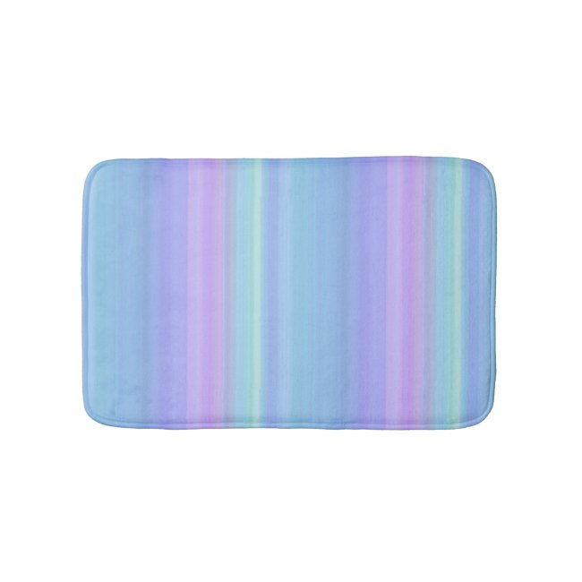 Rainbow Pastel Blue Purple Green Bath Mat