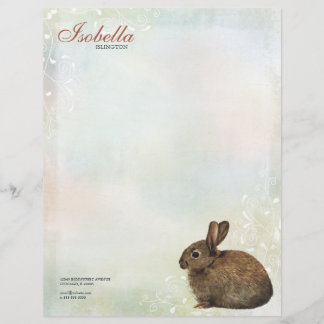 Rainbow Pastel & Brown Rabbit Personal Letterhead