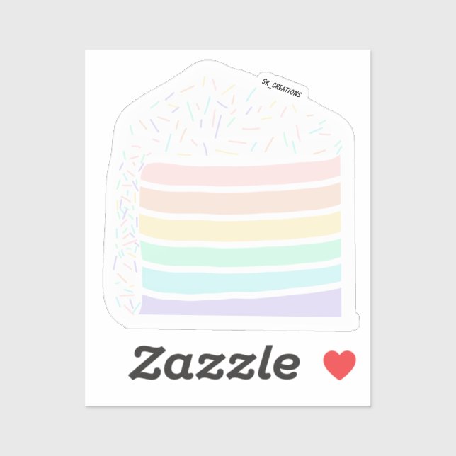 Rainbow Pastel Cake Slice Sticker (Sheet)